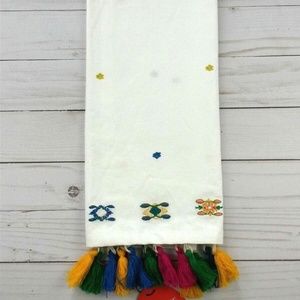 (2) Embroidered w/ Colored Tassels Kitchen Towels